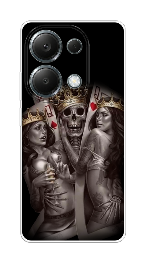 

Чехол на Poco M6 Pro 4G "Карты король и королевы", Серый;желтый, 321750-1