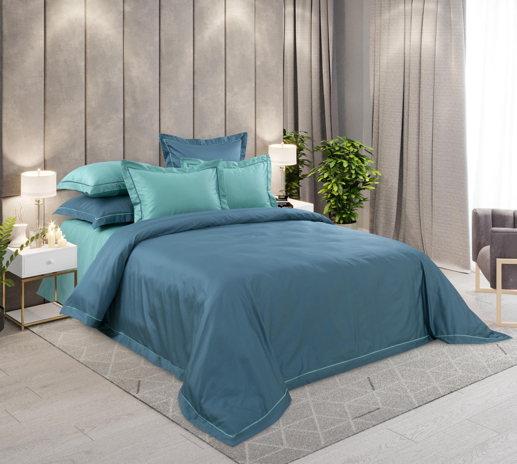Комплект постельного белья Экспрессия 2-спальный хлопок синий