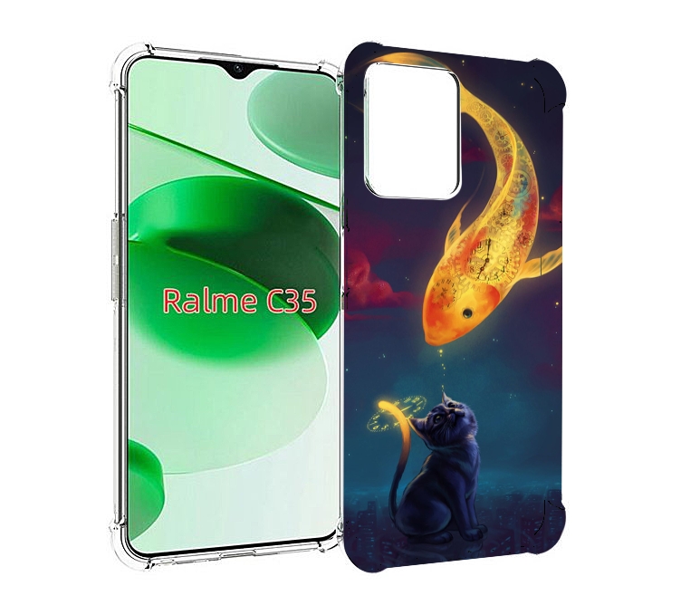 

Чехол MyPads золотая-рыбка-часовая для Realme C35 / Narzo 50A Prime, Прозрачный, Tocco