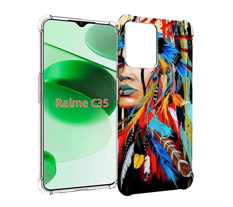 

Чехол MyPads индеец расписной для Realme C35 / Narzo 50A Prime, Прозрачный, Tocco