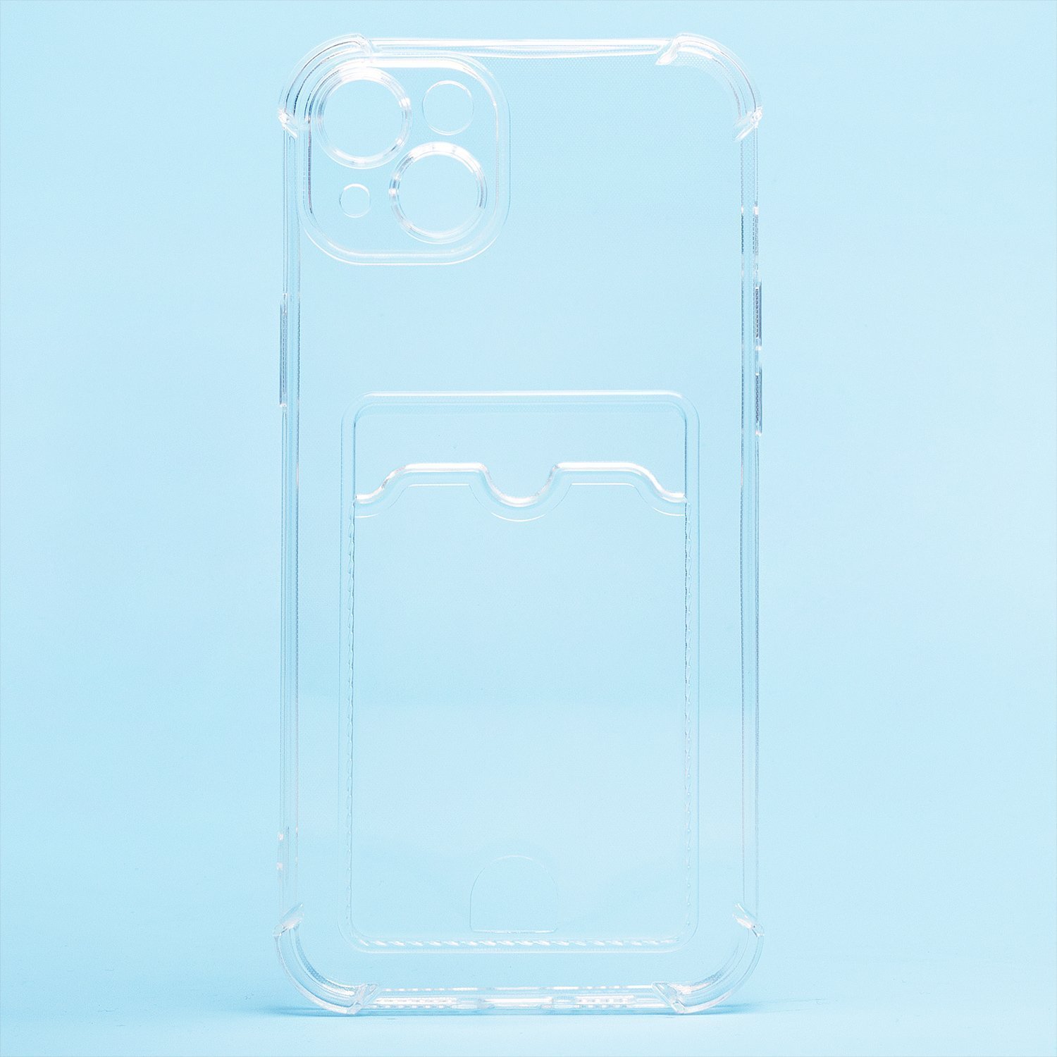 Чехол iPhone 14 Plus силиконовый с картхолдером <прозрачный>