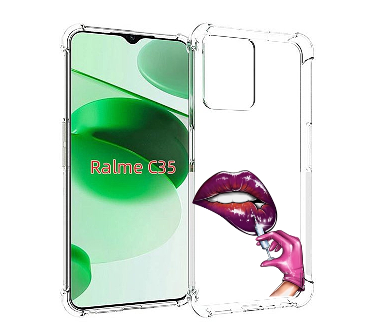 

Чехол MyPads качаем-губы для Realme C35 / Narzo 50A Prime, Прозрачный, Tocco