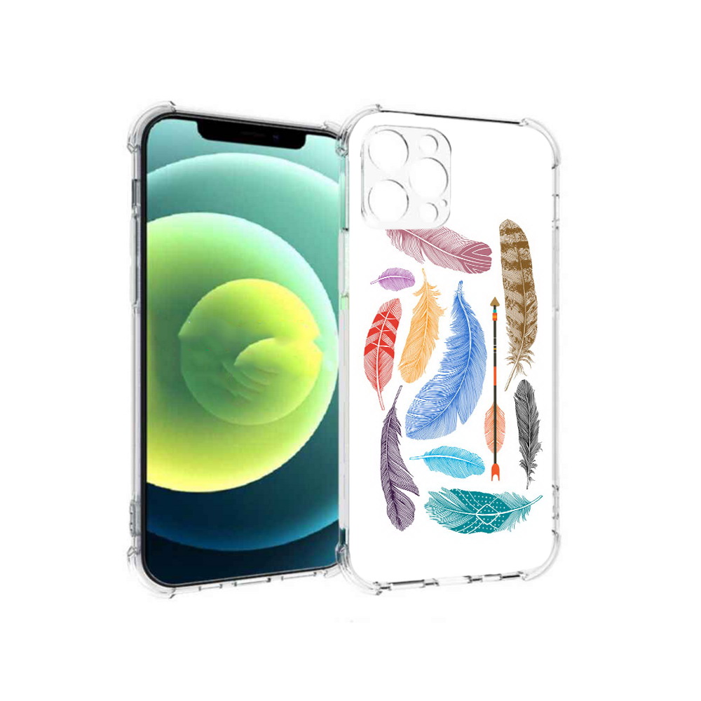

Чехол MyPads Tocco для Apple iPhone 12 Pro разноцветные перья (PT157529.613.572), Прозрачный, Tocco