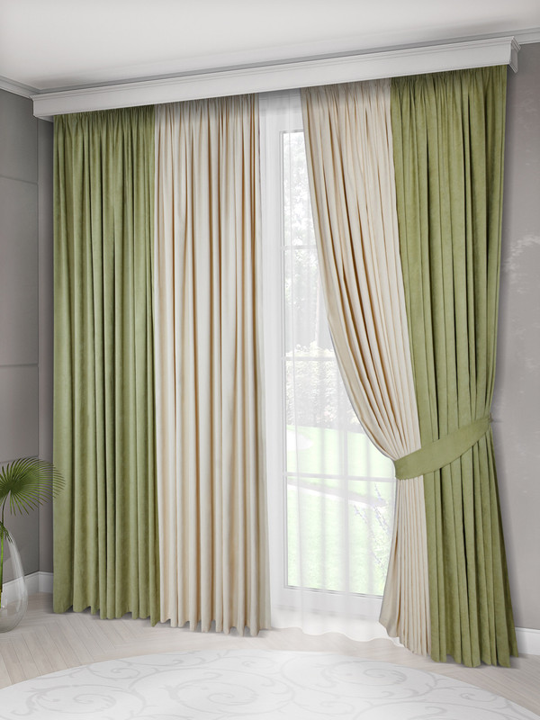 

Комплект штор Raccolto Canvas 250x270 2шт Молочный салатовый, Х6006