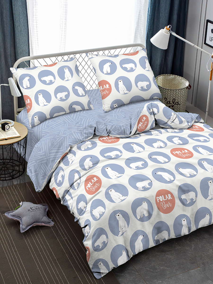 

Комплект постельного белья Amore Mio Eco cotton Safe 1,5 спальный бязь хлопок серый, eco cotton печатный