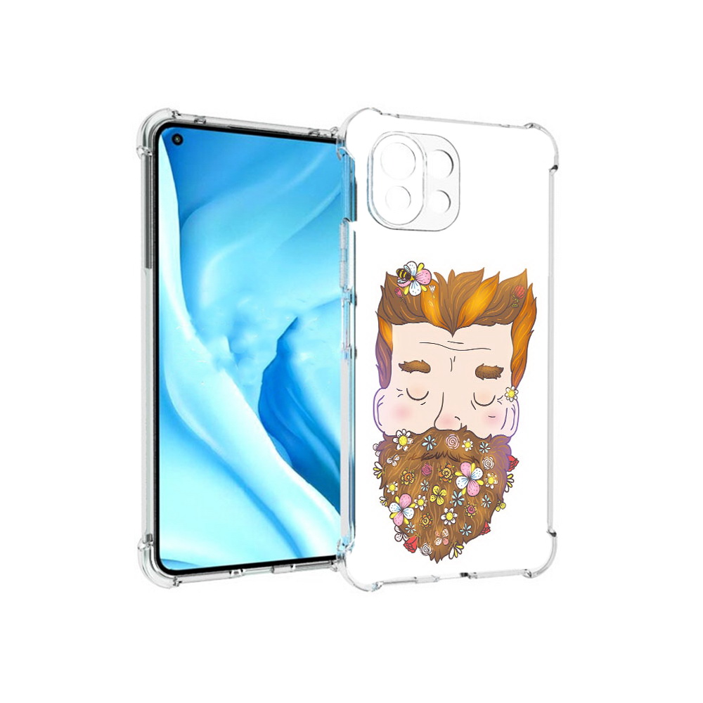 

Чехол MyPads Tocco для Xiaomi Mi 11 Lite мужчина с цветами в бороде (PT159462.256.489), Прозрачный, Tocco