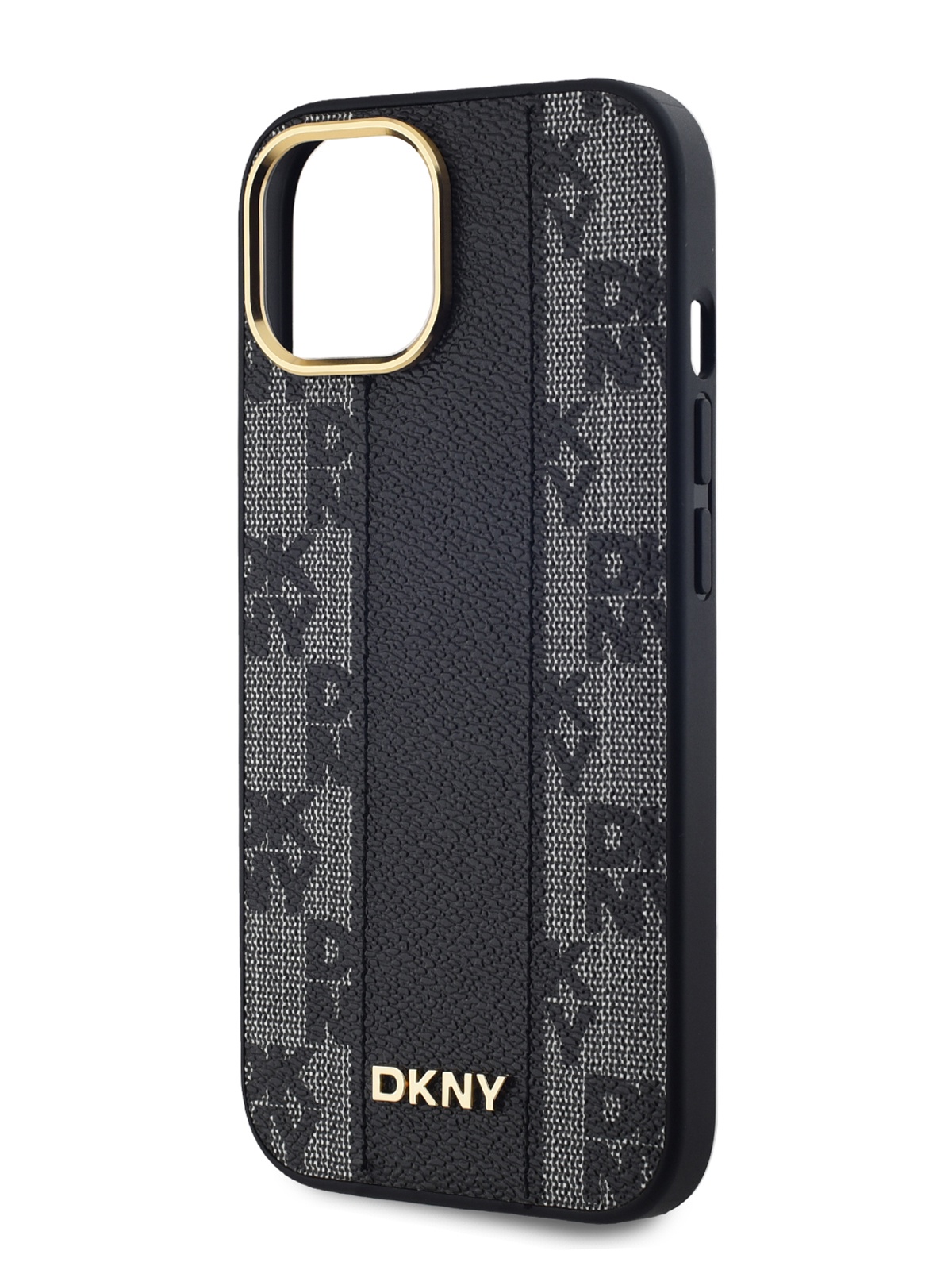 Чехол DKNY для iPhone 15 с MagSafe и металлическим бортиком для камеры, черный