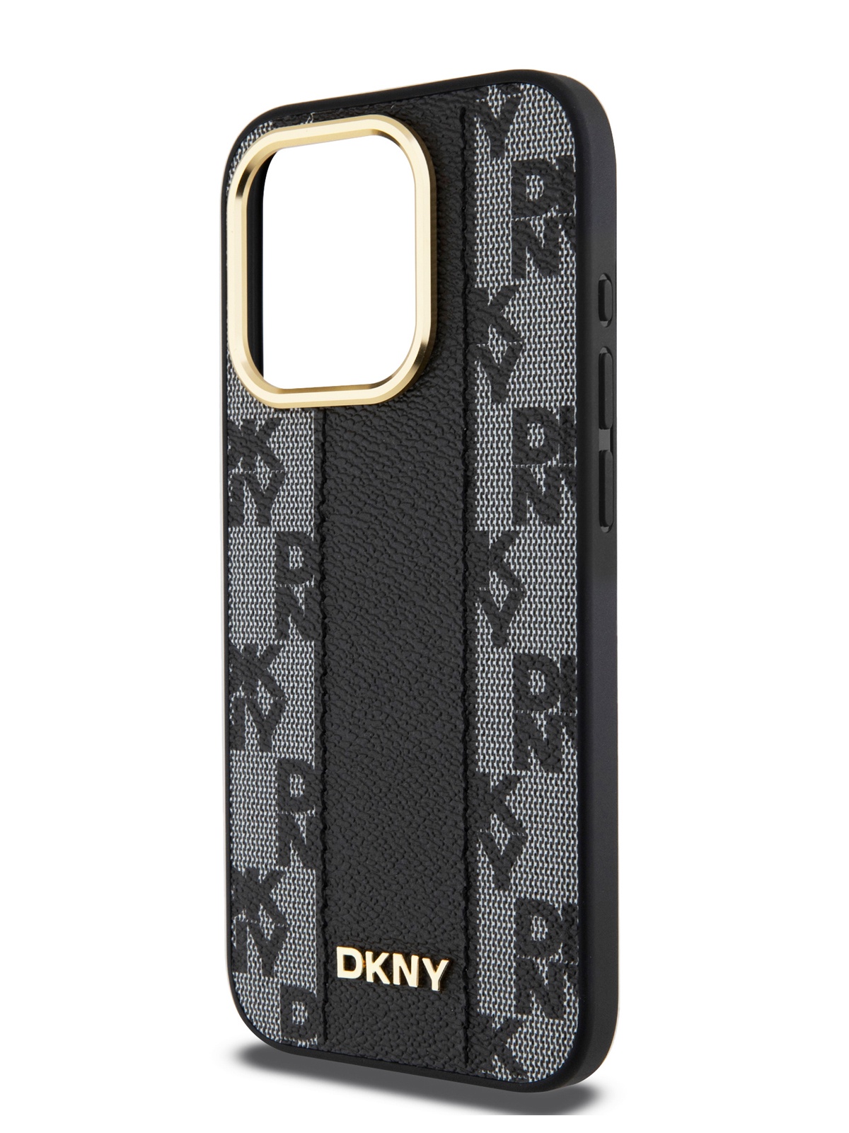 Чехол DKNY для iPhone 15 Pro с MagSafe и металлическим бортиком для камеры, черный