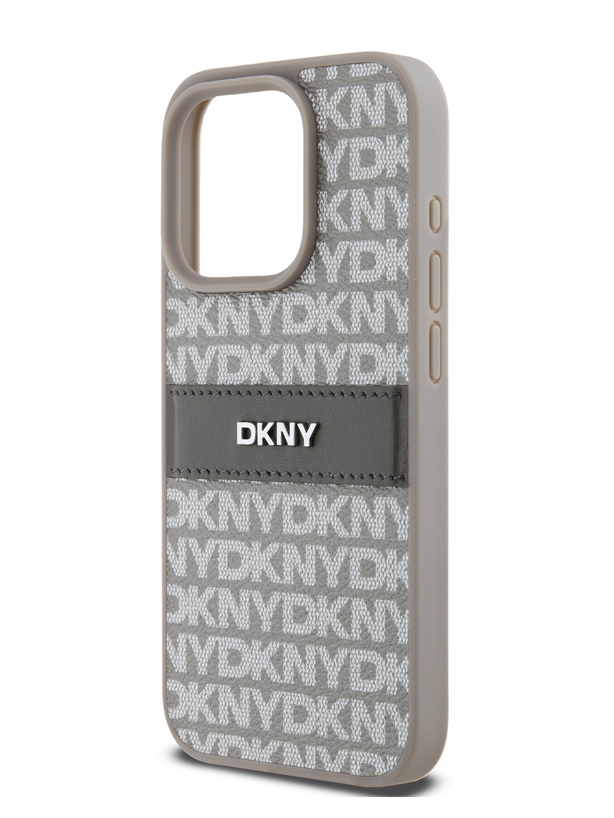 Чехол DKNY для iPhone 15 Pro с бортиком для защиты камеры, бежевый