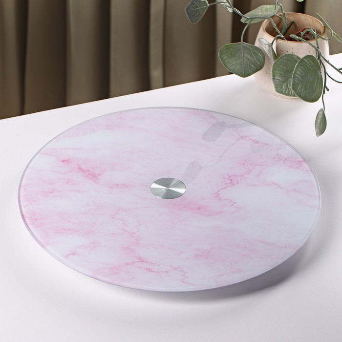фото Подставка для торта вращающаяся доляна «марбл розовый», d=32 см