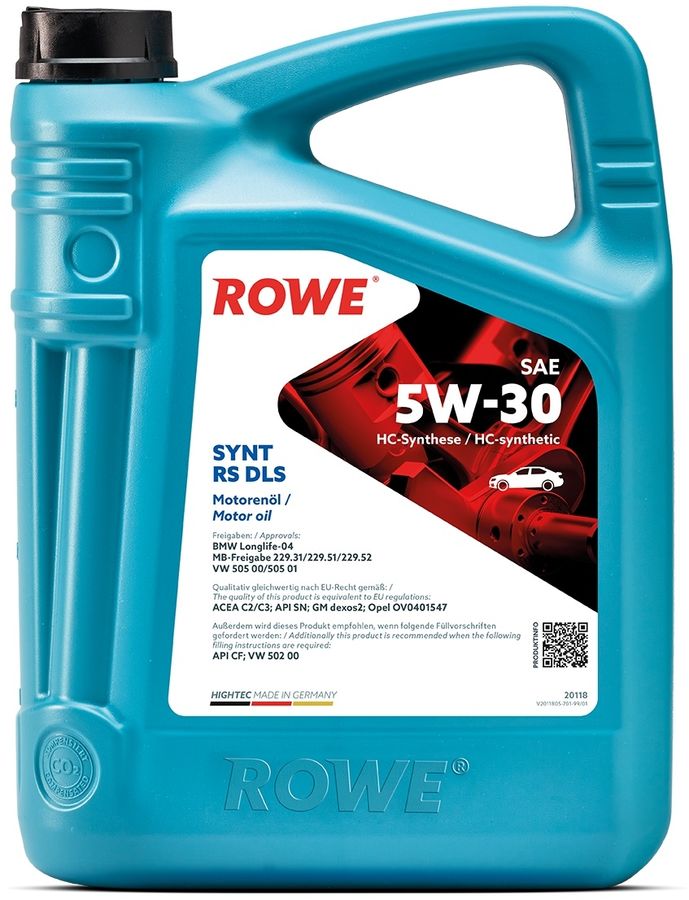 фото Моторное масло rowe hightec synt rs dls, 5w-30, 5л, синтетическое [20118-0050-99]
