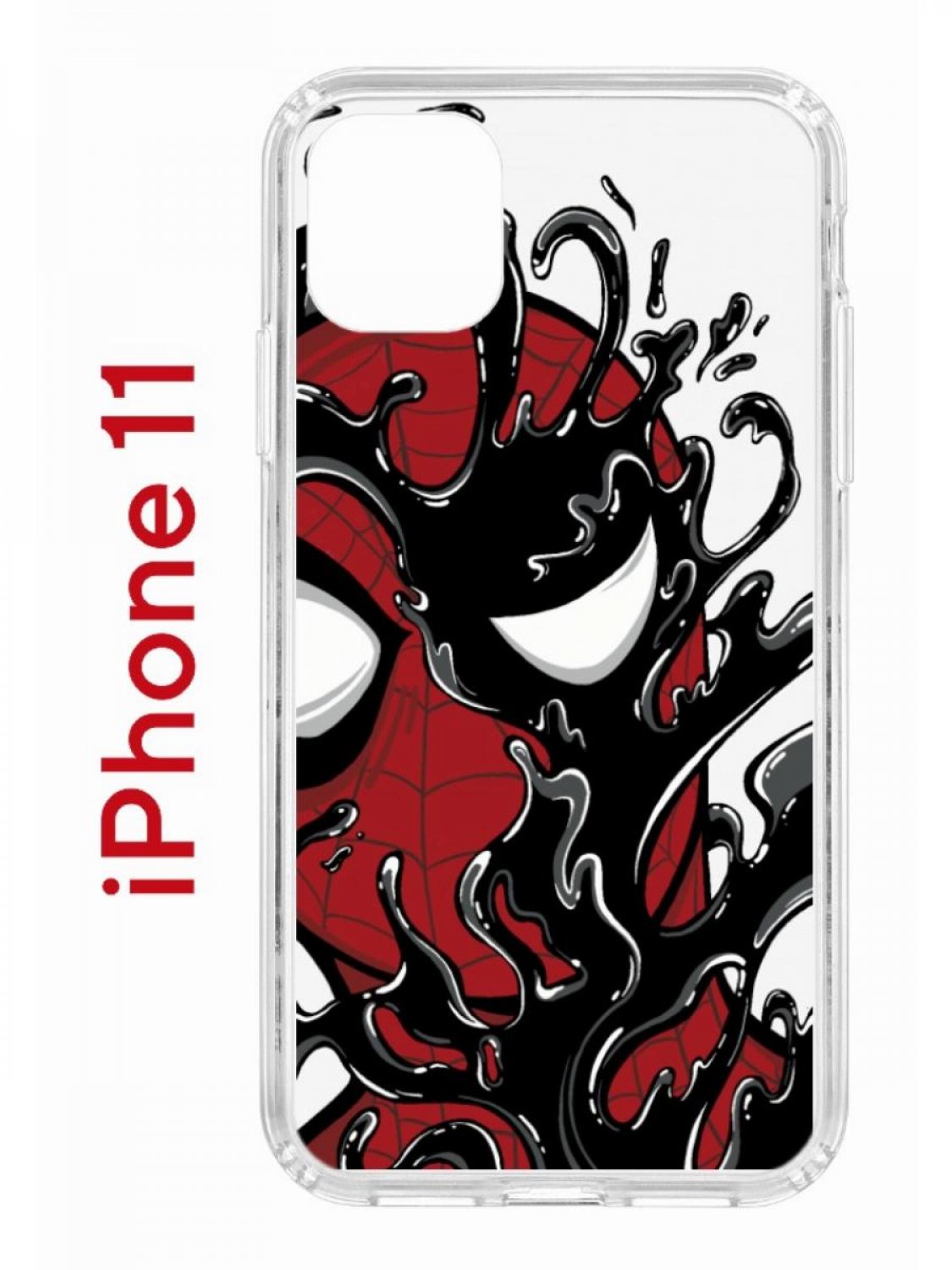 

Чехол на iPhone 11 с принтом Kruche Print Spider-Man-Venom, бампер с защитой камеры, Прозрачный;красный;черный;серый, Айфон 11