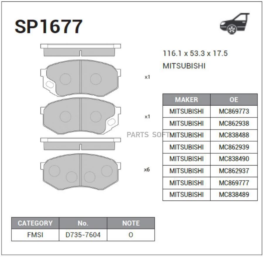 

Тормозные колодки Sangsin brake передние SP1677