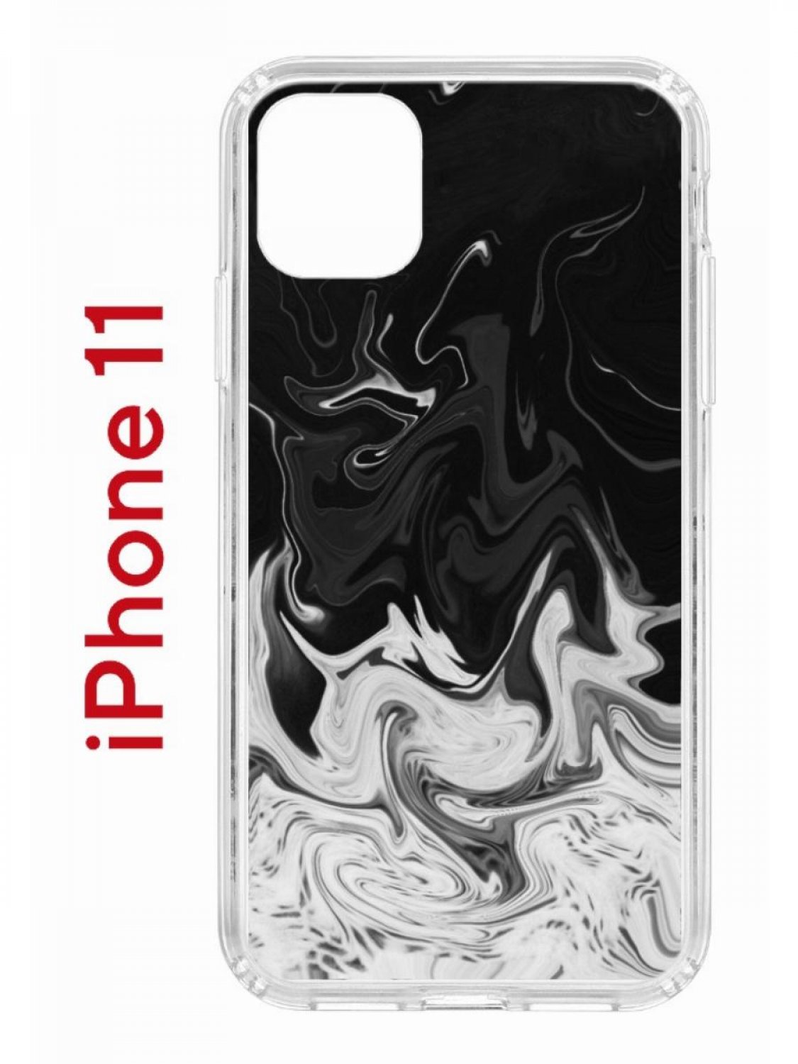 

Чехол на iPhone 11 с принтом Kruche Print Разводы краски, бампер с защитой камеры, Прозрачный;черный;белый;серый, Айфон 11