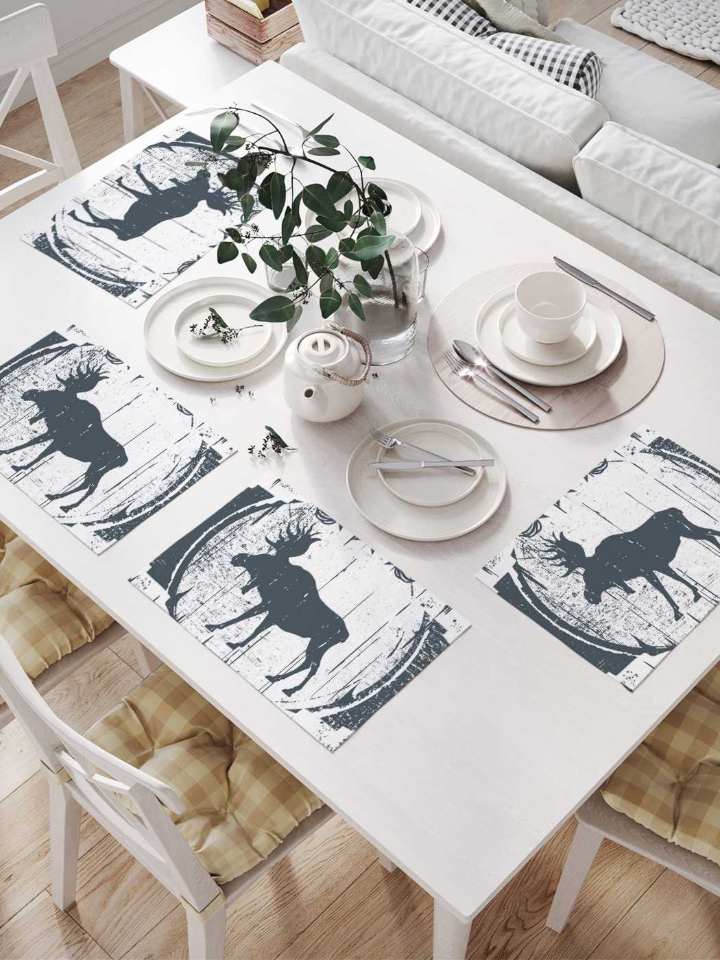 

Сервировочные селфетки JoyArty "Лось на символе" (32х46 см, 4 шт.), Серый