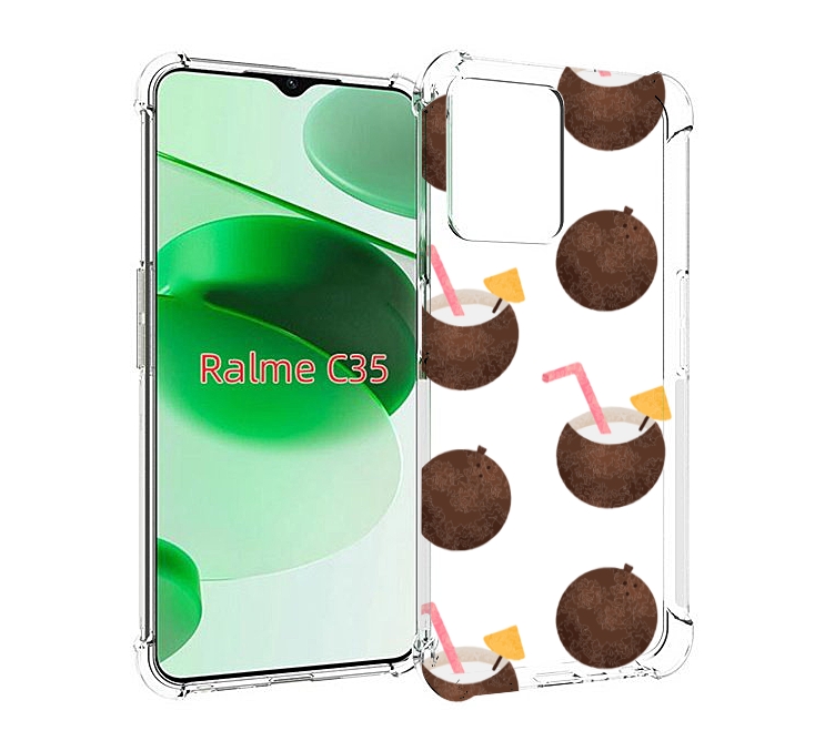 

Чехол MyPads кокосики для Realme C35 / Narzo 50A Prime, Прозрачный, Tocco