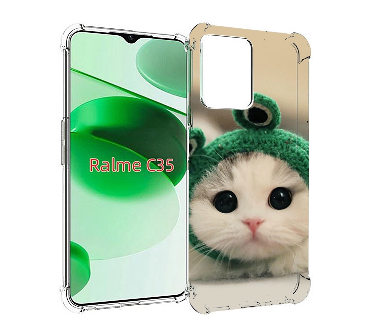 

Чехол MyPads кот-лягушка детский для Realme C35 / Narzo 50A Prime, Прозрачный, Tocco