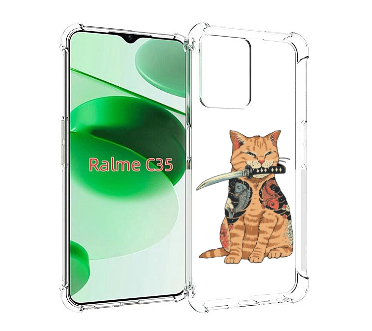 

Чехол MyPads кот-с-катаной для Realme C35 / Narzo 50A Prime, Прозрачный, Tocco