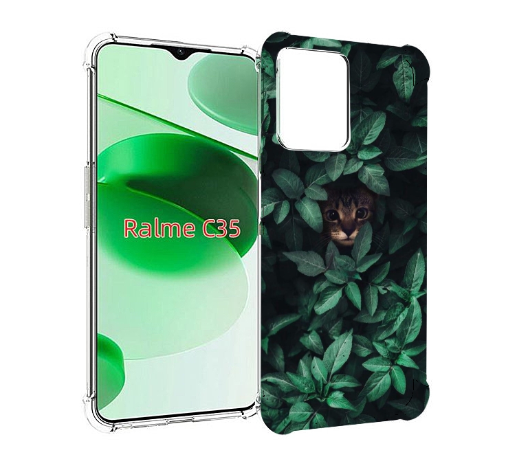 

Чехол MyPads котенок в листьях для Realme C35 / Narzo 50A Prime, Прозрачный, Tocco