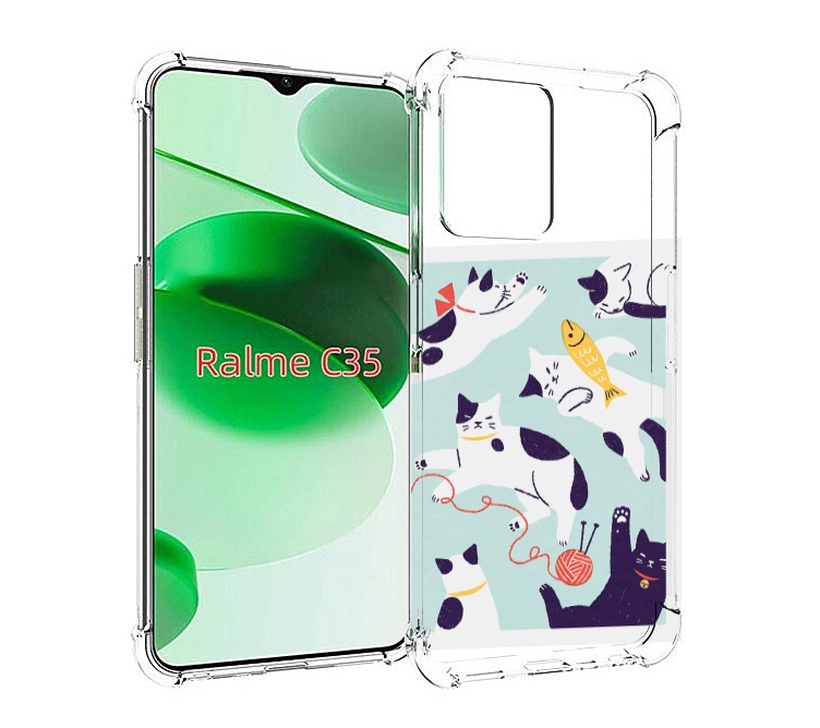 

Чехол MyPads коты-с-клубками для Realme C35 / Narzo 50A Prime, Прозрачный, Tocco