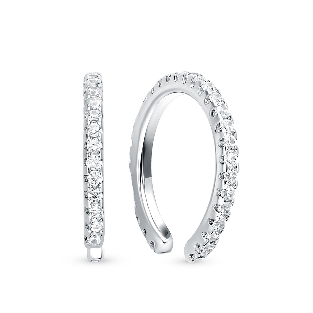 

Серьги каффы из серебра 585Gold 799000105, фианит, 799000105