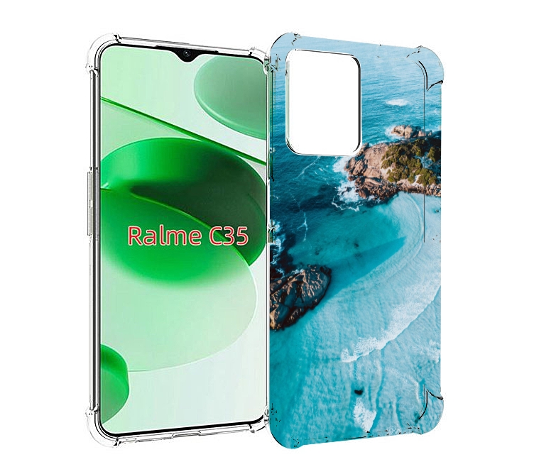 

Чехол MyPads красивый голубой залив для Realme C35 / Narzo 50A Prime, Прозрачный, Tocco