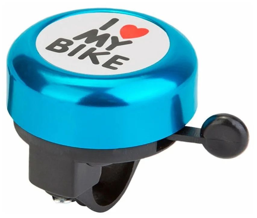 фото Звонок stels 45ae-09 "i love my bike" (черно-синий) 210143