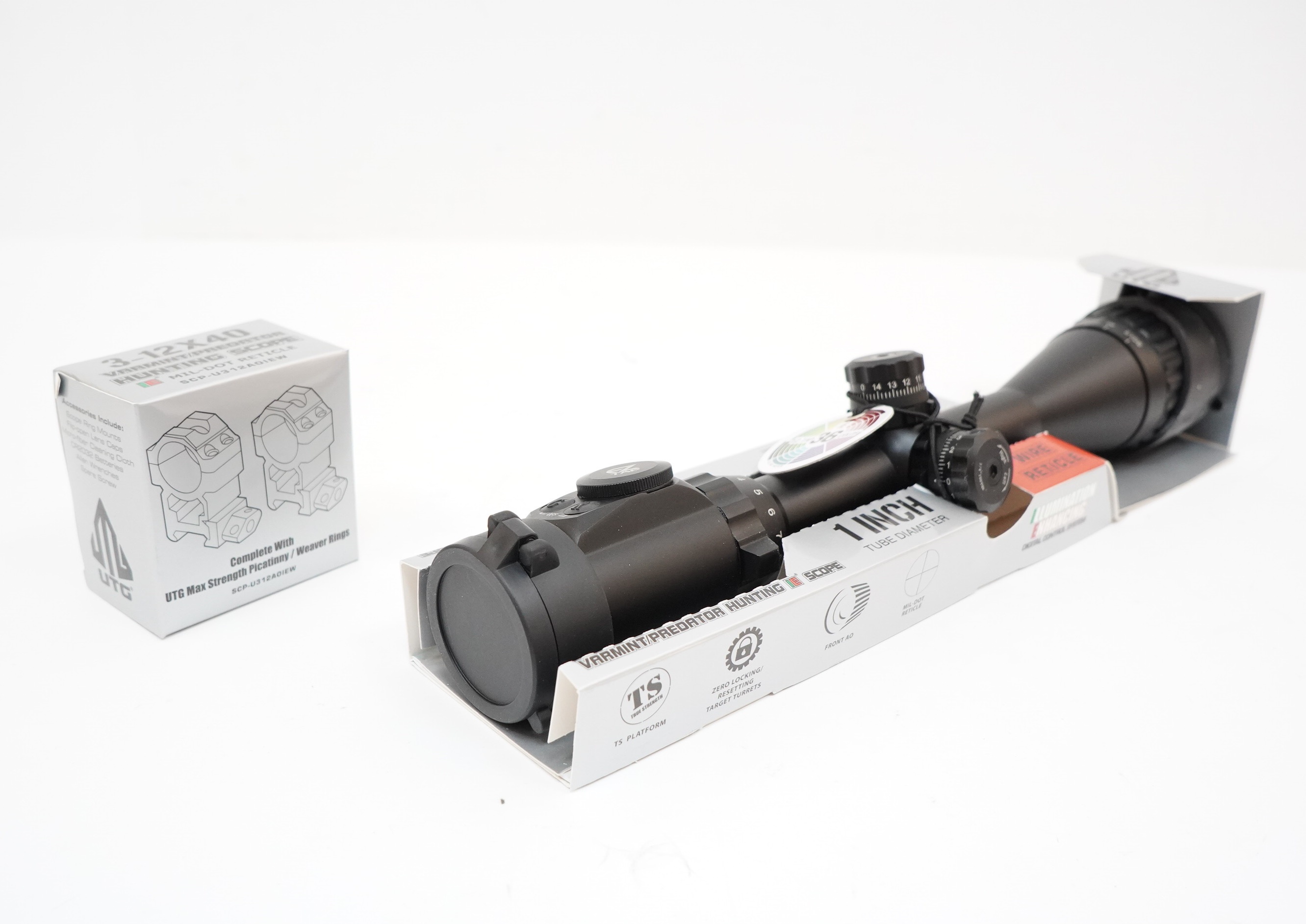 

Прицел LEAPERS True Hunter IE 3-12X40, 25.4 мм, AO-параллакс от 4.6м, нить MilDot, True Hunter IE 3-12X40