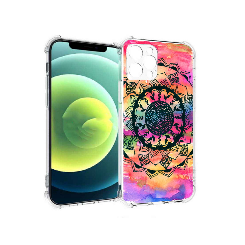 

Чехол MyPads Tocco для Apple iPhone 12 Pro яркая абстракция круглый цветок, Прозрачный, Tocco