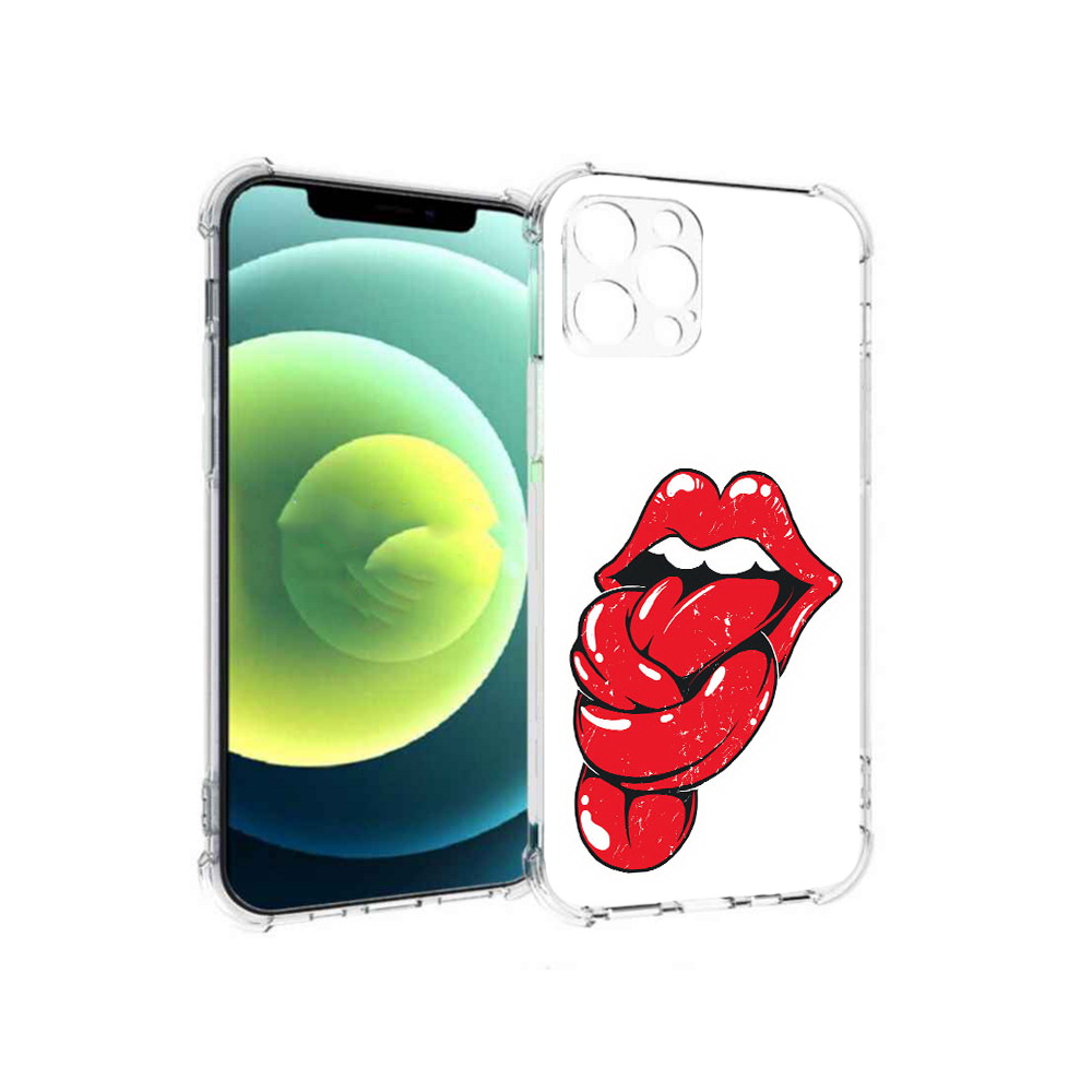 

Чехол MyPads Tocco для Apple iPhone 12 Pro яркие губы с языком (PT157529.613.705), Прозрачный, Tocco