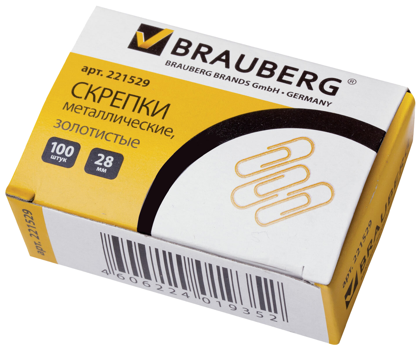 

Скрепки BRAUBERG, 28 мм, золотистые, 100 шт в картонной коробке, 221529 4 штуки