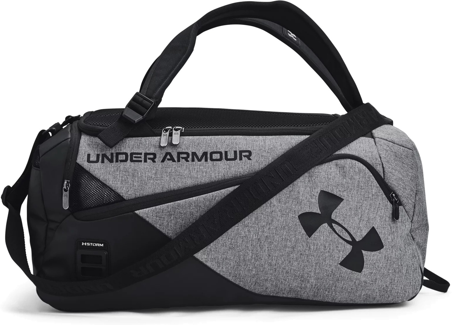 

Дорожная сумка унисекс Under Armour Contain Duo Sm Duffle серая/черная, 54x26x24 см, Contain Duo Sm Duffle