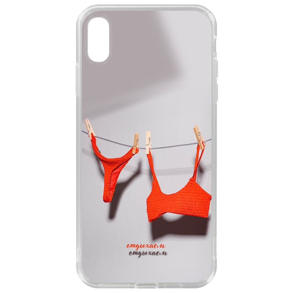

Чехол-накладка Krutoff Clear Case Отдыхаем для iPhone XS Max, Прозрачный