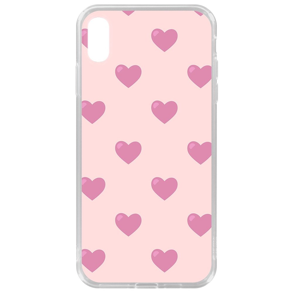 

Чехол-накладка Krutoff Clear Case Пурпурные сердца для iPhone XS Max, Прозрачный