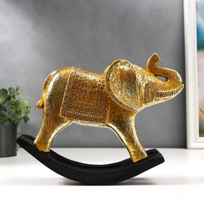 фото Сувенир полистоун "слон-качалка" геометрические узоры золото 23х23х8,5 см nobrand