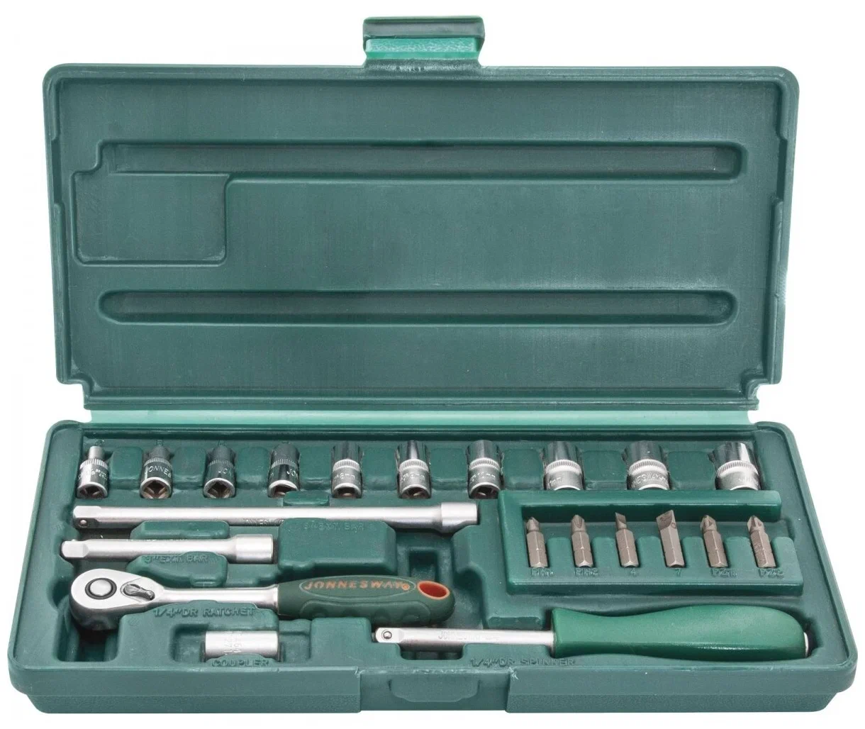 

JONNESWAY S04H2721S Набор головок торцевых 1/4"DR, 4-13 мм, 21 предмет