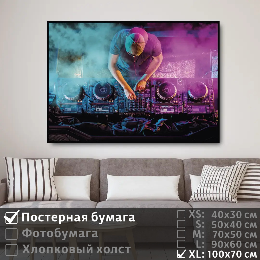 

Постер на стену ПолиЦентр Диджей на дискотеке 100х70 см, ДиджейНаДискотеке1