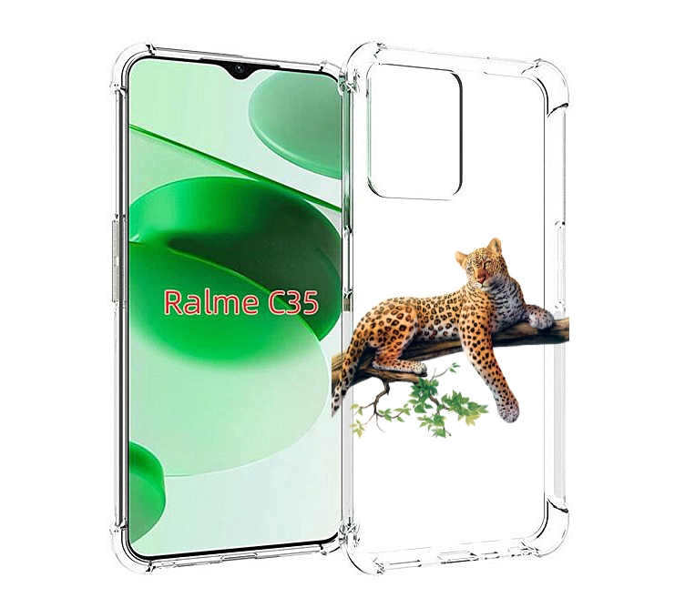 

Чехол MyPads леопард-на-дереве детский для Realme C35 / Narzo 50A Prime, Прозрачный, Tocco