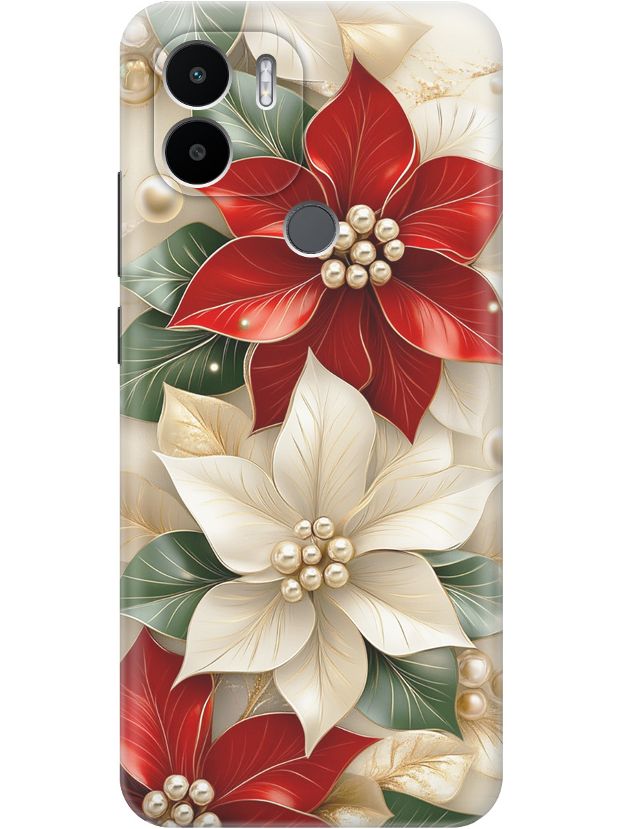 

Силиконовый чехол на Xiaomi Redmi A1+ / A2+ / Poco C50 / C51 с принтом "Цветы и бусы", Прозрачный;бежевый;красный, 762092121