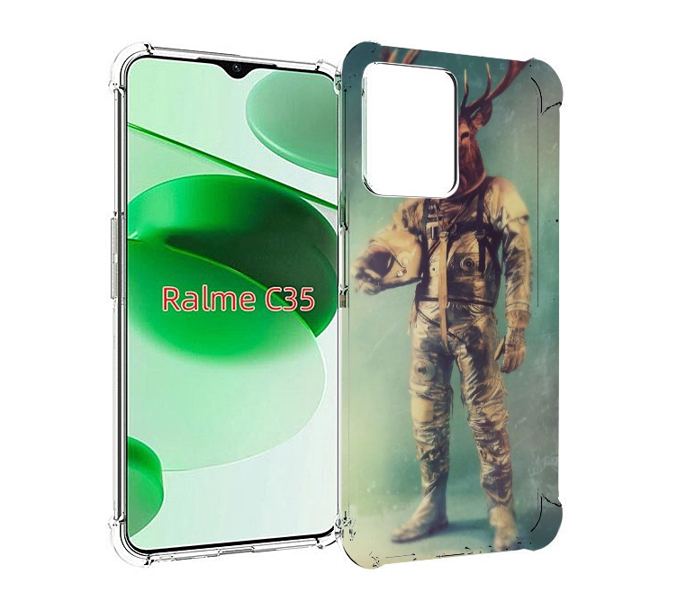 

Чехол MyPads лось космонавт для Realme C35 / Narzo 50A Prime, Прозрачный, Tocco