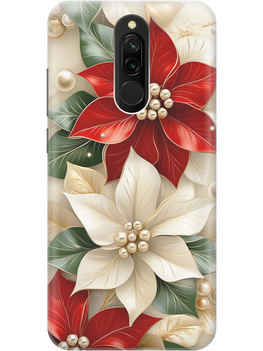 

Силиконовый чехол на Xiaomi Redmi 8 с принтом "Цветы и бусы", Прозрачный;бежевый;красный, 722204521