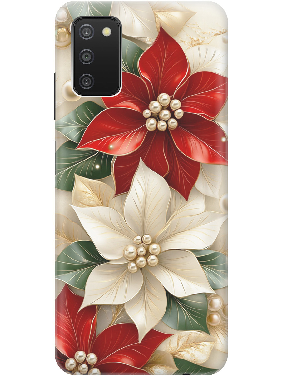 

Силиконовый чехол на Samsung Galaxy A03s с принтом "Цветы и бусы", Прозрачный;бежевый;красный, 732241121