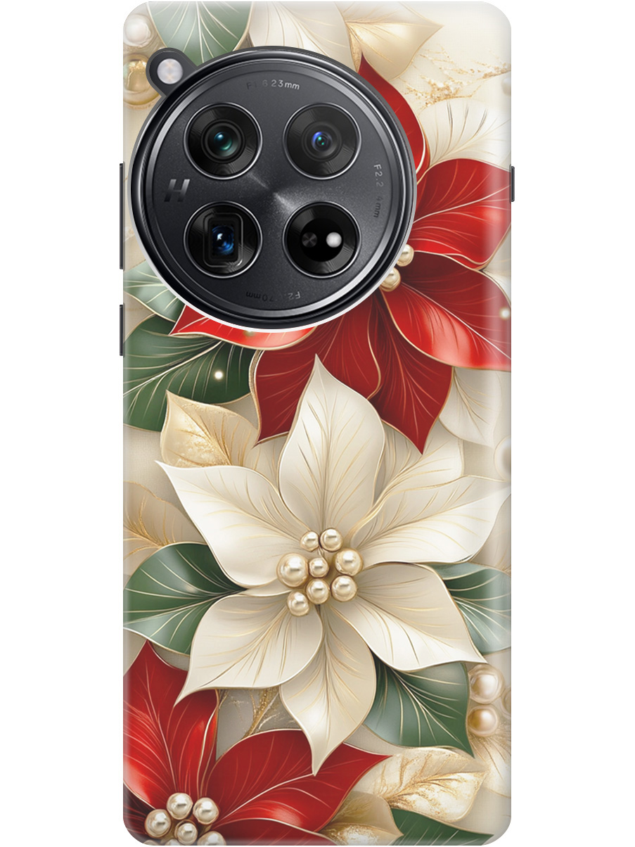 

Силиконовый чехол на OnePlus 12 с принтом "Цветы и бусы", Прозрачный;бежевый;красный, 780483921