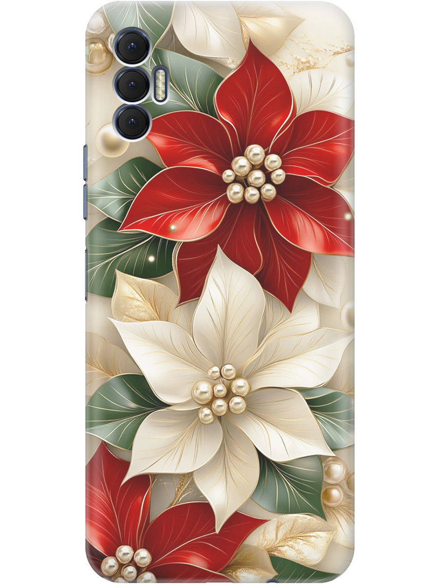

Силиконовый чехол на Tecno Spark 8P с принтом "Цветы и бусы", Прозрачный;бежевый;красный, 741736221