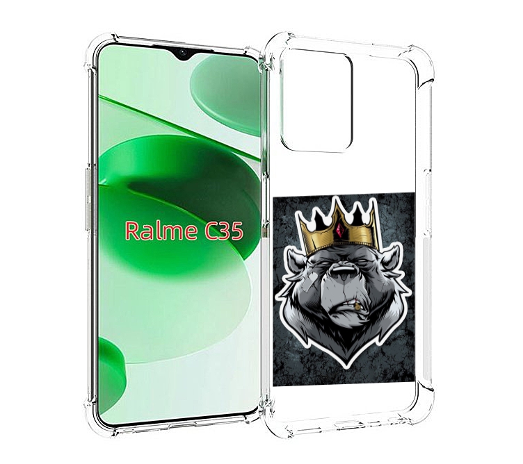 

Чехол MyPads медведь с короной для Realme C35 / Narzo 50A Prime, Прозрачный, Tocco