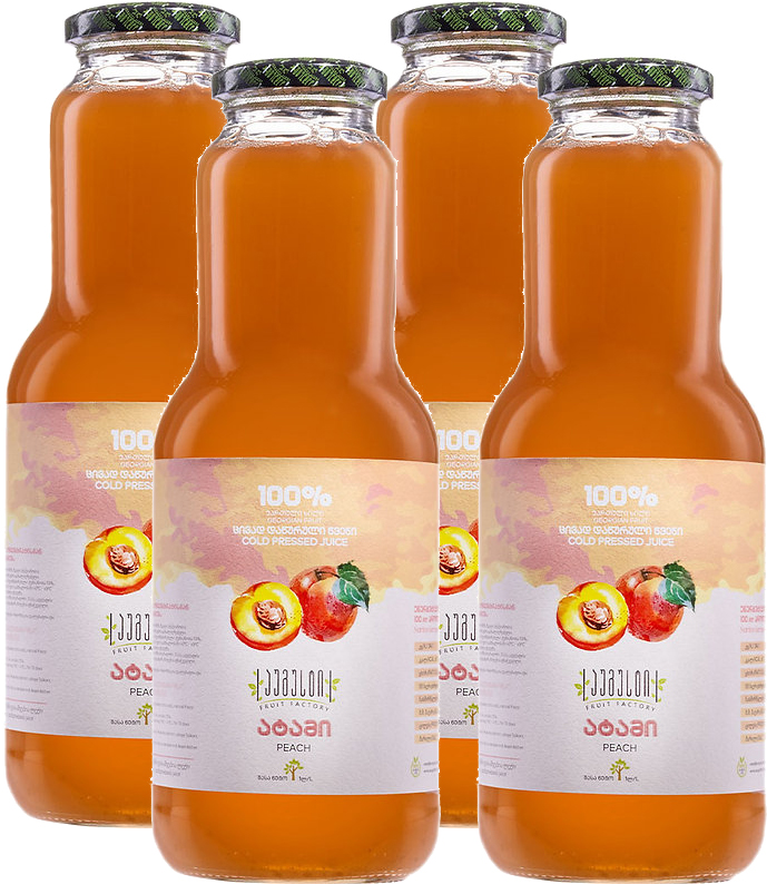 Сок August Fruit Factory Персик прямого отжима 97%, 4 шт по 1 л