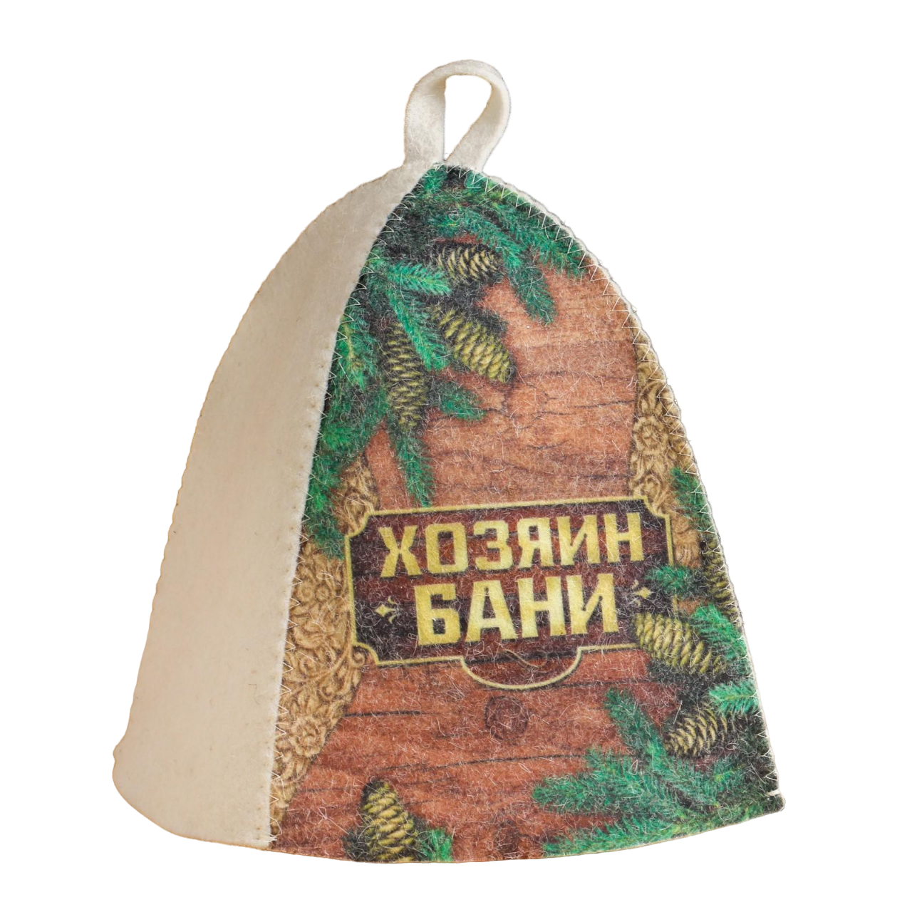 

Шапка банная Хозяин Бани- качественно отпечатанный принт на шапке Здравопар, войлок белый