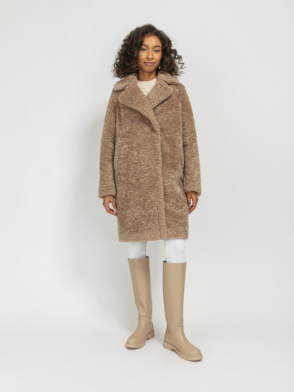 

Шуба женская ElectraStyle 3-0121м-3185 бежевая 48 RU, 3-0121м-3185