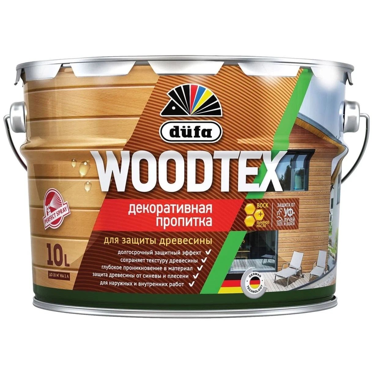 

Пропитка DUFA Woodtex декоративная для защиты древесины Махагон 10 л, Коричневый