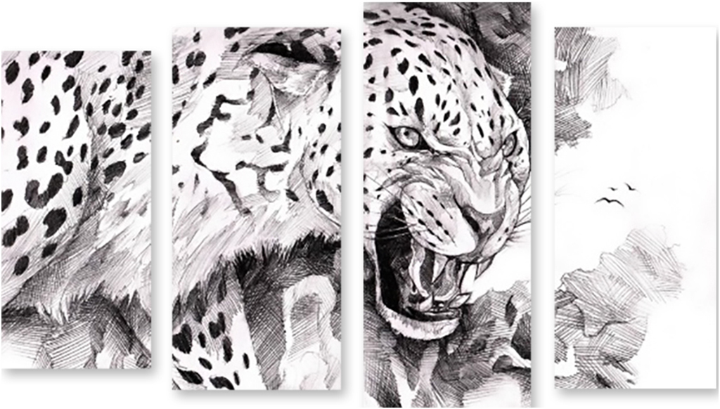 

Картина модульная на холсте Модулка В гневе 150x94 см, 2015